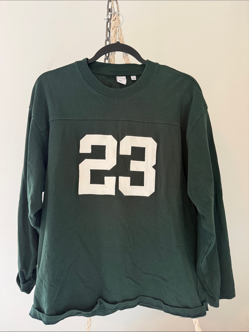 TNA Dark Green Long-Sleeve Tee with White '23' Graphic